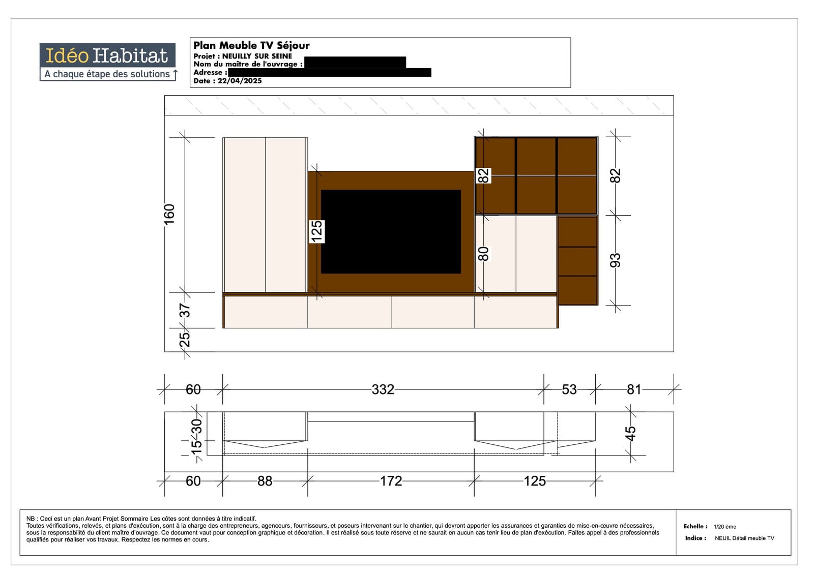 Plan détail Meuble TV